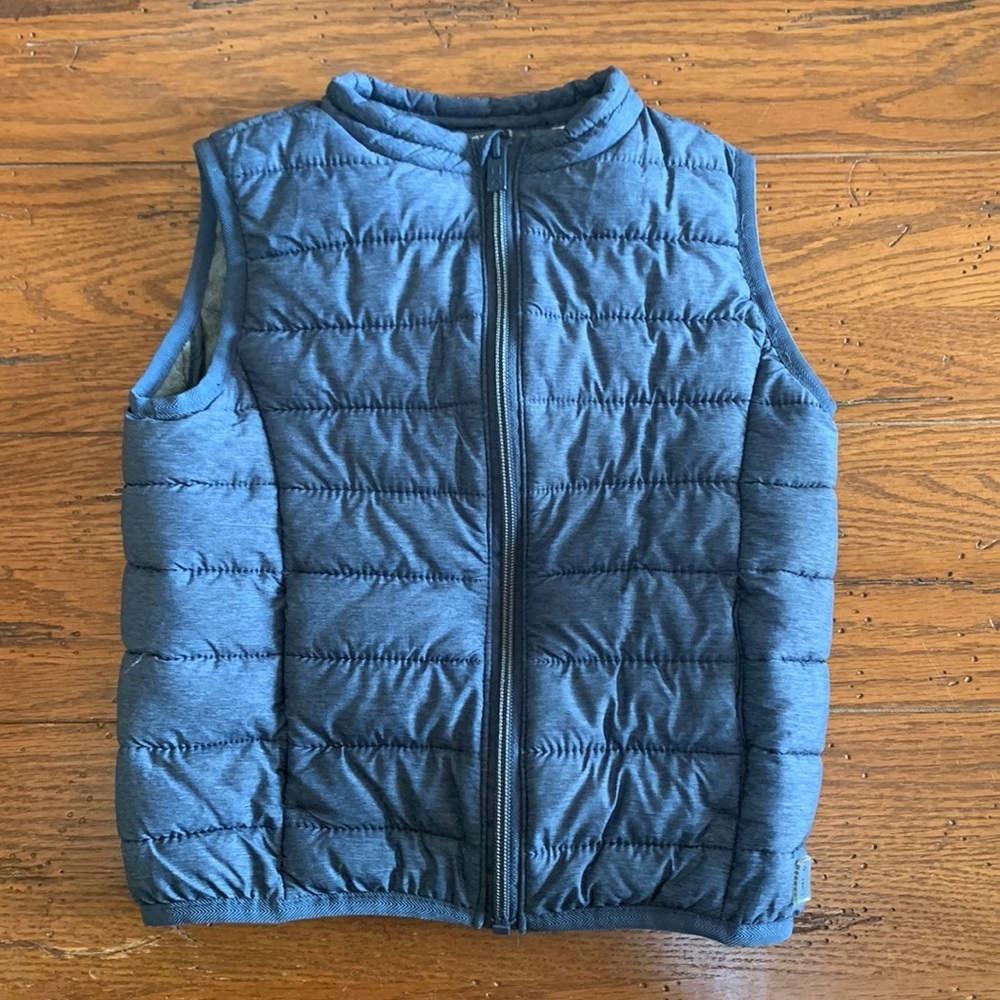 Okaidi Puffer Vest Kids Blue Zip Front Fleece Lined Coat Size 4 Years Unisex